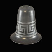 Arts & Crafts Frosted Glass Shade with Greek Key Motif & Flared Rim - Thumbnail 4
