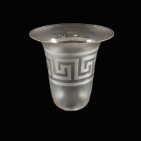 Arts & Crafts Frosted Glass Shade with Greek Key Motif & Flared Rim - Thumbnail 10