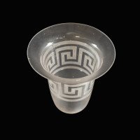 Arts & Crafts Frosted Glass Shade with Greek Key Motif & Flared Rim - Thumbnail 11