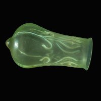 Rare Vaseline Arts & Crafts Shade with Peacock Feather Motif & Bulbous Design - Thumbnail 10