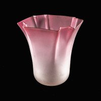 Pleated Bell-Shaped Frosted Glass Shade with a Flowing Design & Subtle Purple Hue - Thumbnail 10