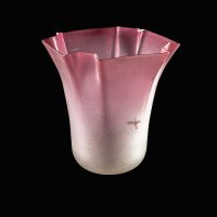 Pleated Bell-Shaped Frosted Glass Shade with a Flowing Design & Subtle Purple Hue - Thumbnail 12