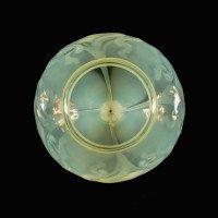 Rare Teardrop Vaseline Glass Shade with Peacock Feather Motifs and Green Tint - Thumbnail 13