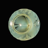 A Rare Tear Drop Vaseline Glass Shade with Peacock Feather Motifs & Green-White Tint - Thumbnail 14