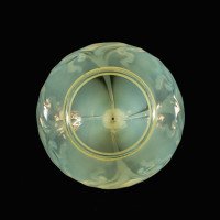 A Rare Tear Drop Vaseline Glass Shade with Peacock Feather Motifs & Green-White Tint - Thumbnail 15