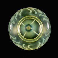 Teardrop Vaseline Glass Shade with Stylised Peacock Feather Motifs c.1900 - Thumbnail 6