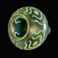 Teardrop Vaseline Glass Shade with Stylised Peacock Feather Motifs c.1900 - Thumbnail 7