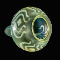 Teardrop Vaseline Glass Shade with Stylised Peacock Feather Motifs c.1900 - Thumbnail 8
