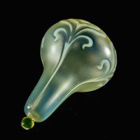 Teardrop Vaseline Glass Shade with Stylised Peacock Feather Motifs c.1900 - Thumbnail 9
