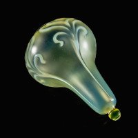 Teardrop Vaseline Glass Shade with Stylised Peacock Feather Motifs c.1900 - Thumbnail 10