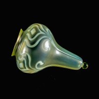 Teardrop Vaseline Glass Shade with Stylised Peacock Feather Motifs c.1900 - Thumbnail 11