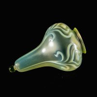Teardrop Vaseline Glass Shade with Stylised Peacock Feather Motifs c.1900 - Thumbnail 12