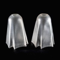 A Pair of Frosted Glass Shades with Gently Draped & Flowing Rims - Thumbnail 1