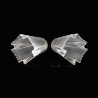 A Pair of Frosted Glass Shades with Gently Draped & Flowing Rims - Thumbnail 7
