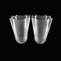 A Pair of Frosted Glass Shades with Gently Draped & Flowing Rims - Thumbnail 12