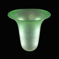 A Frosted Vaseline Glass Shade with Green-Tinted Flared Bell Shaped Rim - Thumbnail 8