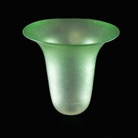 A Frosted Vaseline Glass Shade with Green-Tinted Flared Bell Shaped Rim - Thumbnail 9