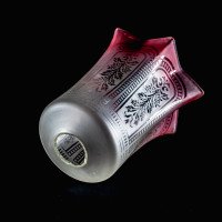 An Acid Etched Vaseline Glass Shade with Floral Motifs & Deep Pink-Tinted Flared Rim - Thumbnail 9