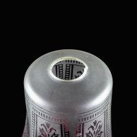 An Acid Etched Vaseline Glass Shade with Floral Motifs & Deep Pink-Tinted Flared Rim - Thumbnail 16
