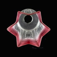 An Acid Etched Vaseline Glass Shade with Floral Motifs & Deep Pink-Tinted Flared Rim - Thumbnail 17