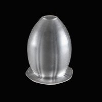 Arts & Crafts frosted glass shade with vertical ribbing and flared base c.1900