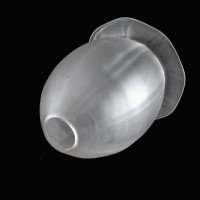 Arts & Crafts frosted glass shade with vertical ribbing and flared base c.1900 - Thumbnail 4