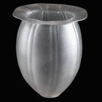 Arts & Crafts frosted glass shade with vertical ribbing and flared base c.1900 - Thumbnail 6