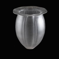 Arts & Crafts frosted glass shade with vertical ribbing and flared base c.1900 - Thumbnail 8
