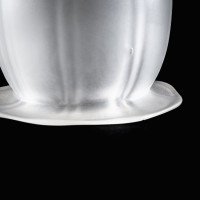 Arts & Crafts frosted glass shade with vertical ribbing and flared base c.1900 - Thumbnail 14