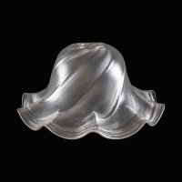 A Frosted Glass Shade with Flowing Swirl Design & Ruffled Undulating Rim - Thumbnail 5