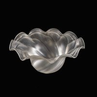 A Frosted Glass Shade with Flowing Swirl Design & Ruffled Undulating Rim - Thumbnail 6