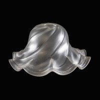 A Frosted Glass Shade with Flowing Swirl Design & Ruffled Undulating Rim - Thumbnail 7