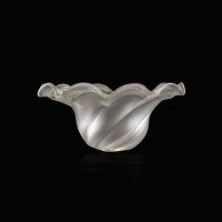 A Frosted Glass Shade with Flowing Swirl Design & Ruffled Undulating Rim - Thumbnail 8