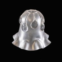 A Frosted Glass Shade with Teardrop Embellishments & Gently Ruffled Rim - Thumbnail 4