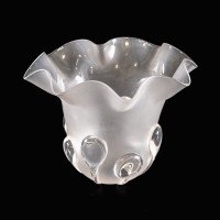 A Frosted Glass Shade with Teardrop Embellishments & Gently Ruffled Rim - Thumbnail 7