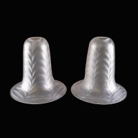 A Pair of Frosted Glass Shades with Feather-Like Embossed Pattern & Flared Rims - Thumbnail 2