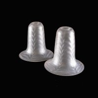 A Pair of Frosted Glass Shades with Feather-Like Embossed Pattern & Flared Rims - Thumbnail 3