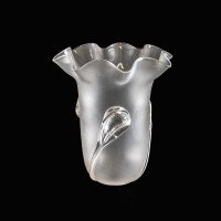 A Pair of Frosted Glass Shades with Teardrop Embellishments & Ruffled Rims - Thumbnail 12