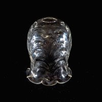 A Clear Glass Shade with Leaf-Like Embossed Pattern & Scalloped Ruffled Rim