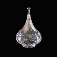 Wheel-Turned Clear Glass Shade with Peacock Feather Design c.1900