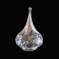 Wheel-Turned Clear Glass Shade with Peacock Feather Design & Textured Top - Thumbnail 2