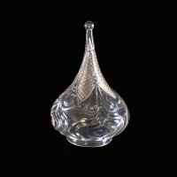 Wheel-Turned Clear Glass Shade with Peacock Feather Design & Textured Top - Thumbnail 3