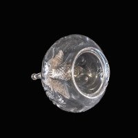 Wheel-Turned Clear Glass Shade with Peacock Feather Design & Textured Top - Thumbnail 4
