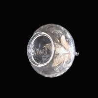 Wheel-Turned Clear Glass Shade with Peacock Feather Design & Textured Top - Thumbnail 6