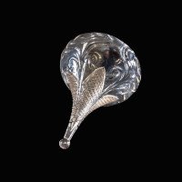 Wheel-Turned Clear Glass Shade with Peacock Feather Design & Textured Top - Thumbnail 7