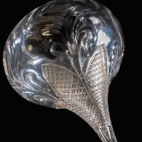 Wheel-Turned Clear Glass Shade with Peacock Feather Design & Textured Top - Thumbnail 11