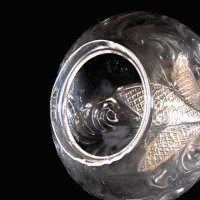 Wheel-Turned Clear Glass Shade with Peacock Feather Design & Textured Top - Thumbnail 12