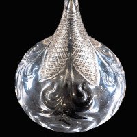 Wheel-Turned Clear Glass Shade with Peacock Feather Design & Textured Top - Thumbnail 14