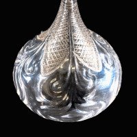 Wheel-Turned Clear Glass Shade with Peacock Feather Design & Textured Top - Thumbnail 16