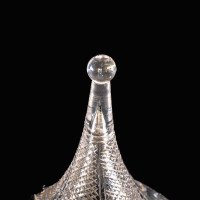 Wheel-Turned Clear Glass Shade with Peacock Feather Design & Textured Top - Thumbnail 17